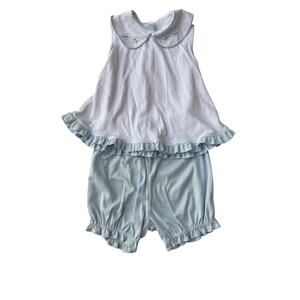 Auraluz Girls Blue/White Sleeveless Top And Short Set Size 3T
